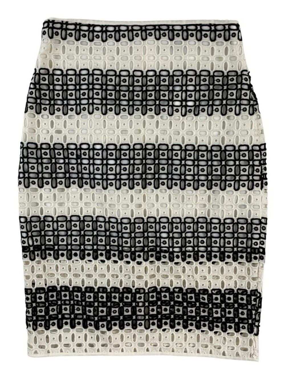 BANANA REPUBLIC Midi Skirt Size 4 Women Black And White Color Back Zip Cotton